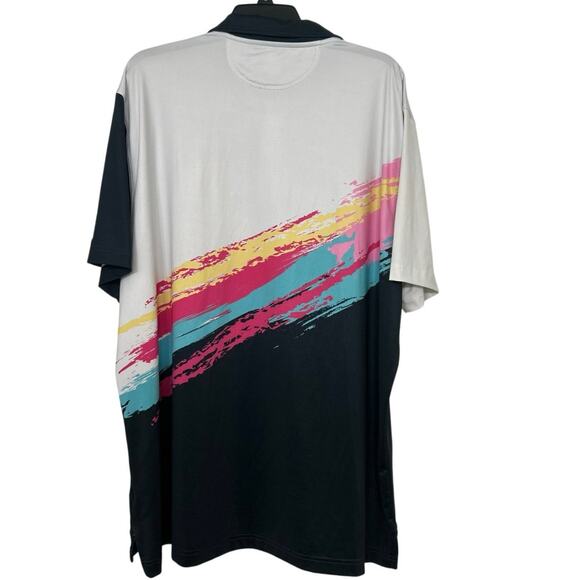 Chubbies Black Tennis Champ Performance Polo Paintbrush Print 2XL Golf Active - Picture 2 of 11